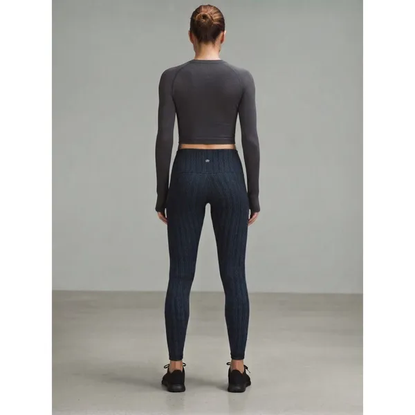 Lululemon Navy Pinstripe Leggings High Rise Size 4 Approx No Size Tag - Image 2