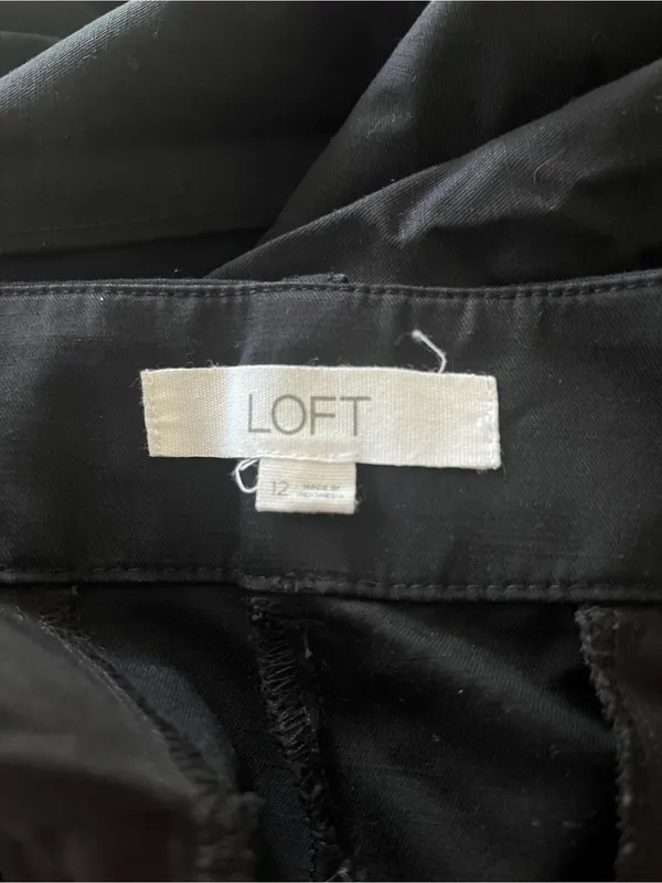 Loft Black Cotton Wide Leg Trouser Pants 12 Minimalist Capsule Office Coastal - Image 7