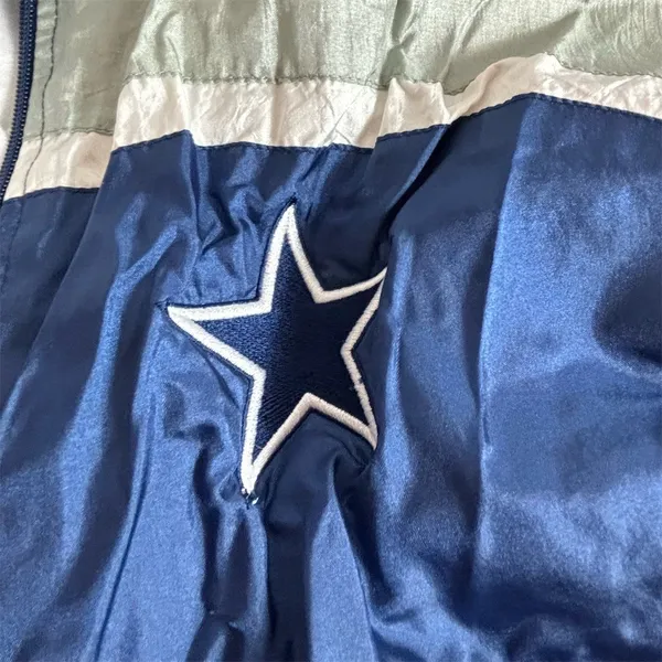 Starter Vintage Dallas Cowboys Touchdown Club Windbreaker Jacket Girls XL Blue‎ - Image 10