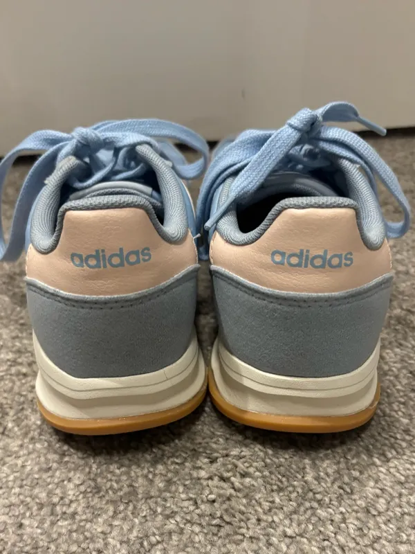 adidas Women's Light Blue Sneakers with Pale Pink Stripes - Image 4