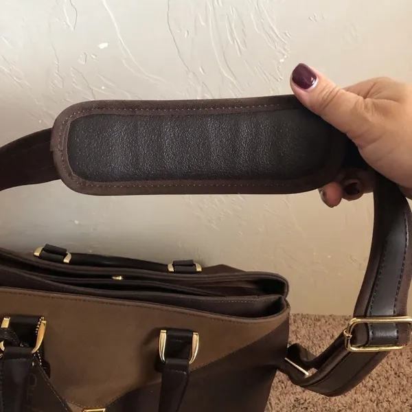 DVF Brown Multi-tone Faux‎ Suede Overnight Bag - Image 7