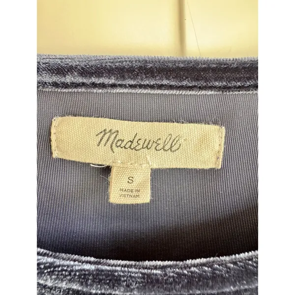 Madewell Velvet Butterfly Top Deep Navy Flutter Sleeve Blouse K4376 Women Small - Image 11