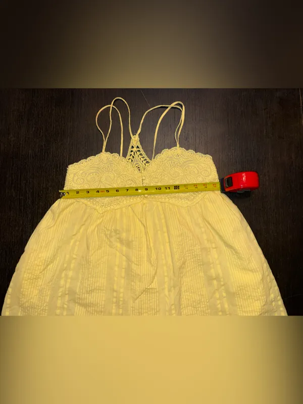 Urban Outfitters Yellow Lace-Detail Spaghetti Strap Cami with pockets - Image 10