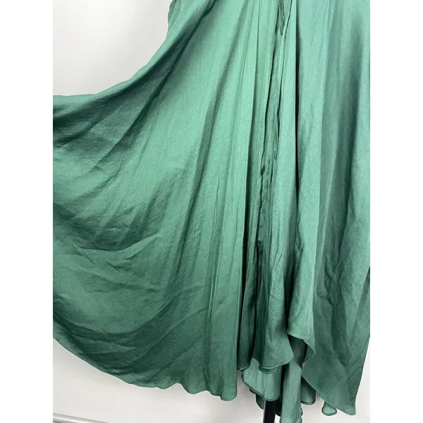 Selfie Leslie Forest Green Ava Cowl Neck Satin Drawstring Midi Dress Size XS‎ - Image 10