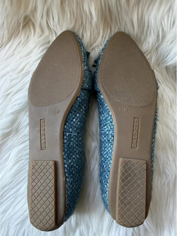 NWOT’s Talbots Blue Tweed Tassel Loafers Size 5.5 - Image 4