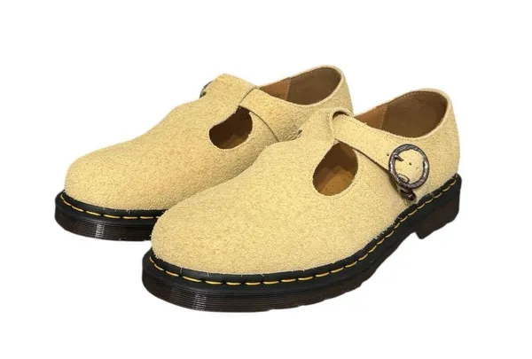 New! Dr Martens T-Bar Hazy Yellow Long Napped Suede Mary Janes - W 11 / M 10 - Image 9