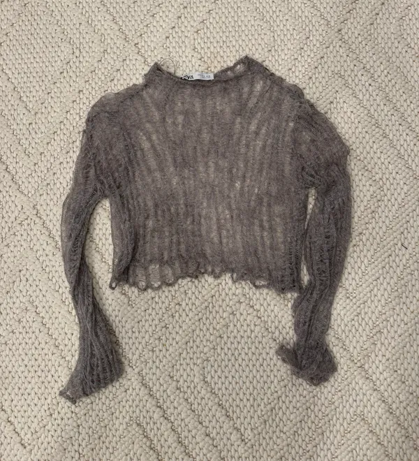 ZARA Grey Open Knit Sweater - Image 2