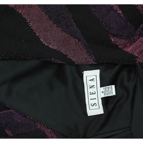 NWT Siena Metallic Side-Twist Long Sleeve Faux Wrap Mini Dress Purple Multi 8 - Image 9