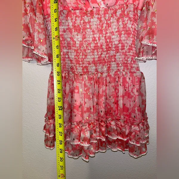 Chelsea & Violet Coral Pink Floral Smocked Mini Dress - Image 11