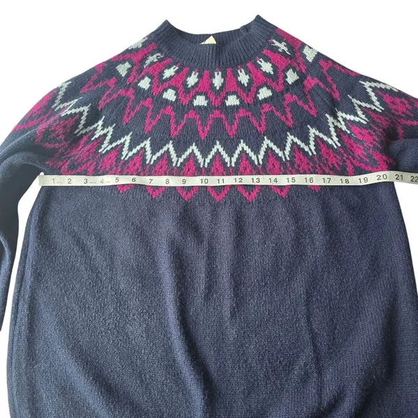 Mountain and Isles Pico Fair Isle‎ Sweater Pink Blue Crew-neck Women's Large - Image 7