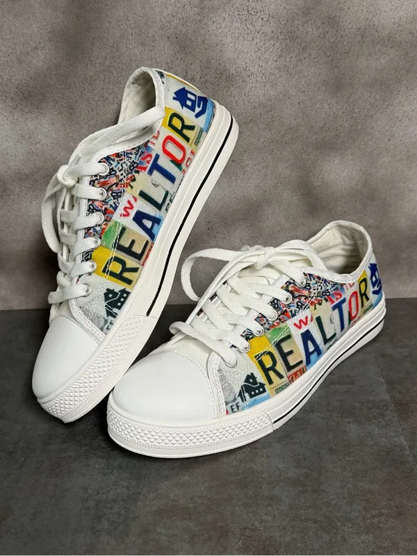 Realtor Canvas Sneakers Women's Size 8 White/Multicolor - Image 3
