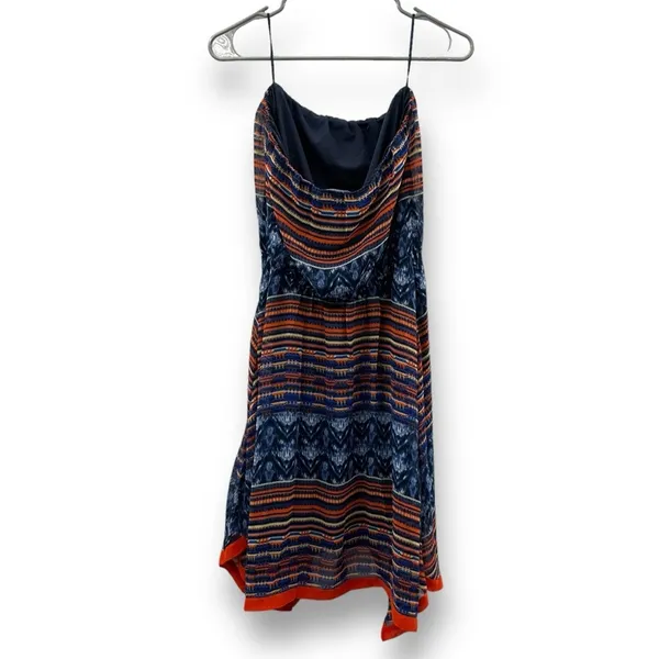 Anthropologie Maeve Urcos Handkerchief Geometric Print Strapless Dress Size‎ S - Image 5