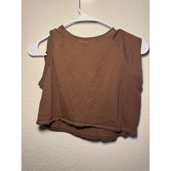 H&M Divided Women Brown Obsessed Graphic Sleeveless Crop Top XS - Image 4
