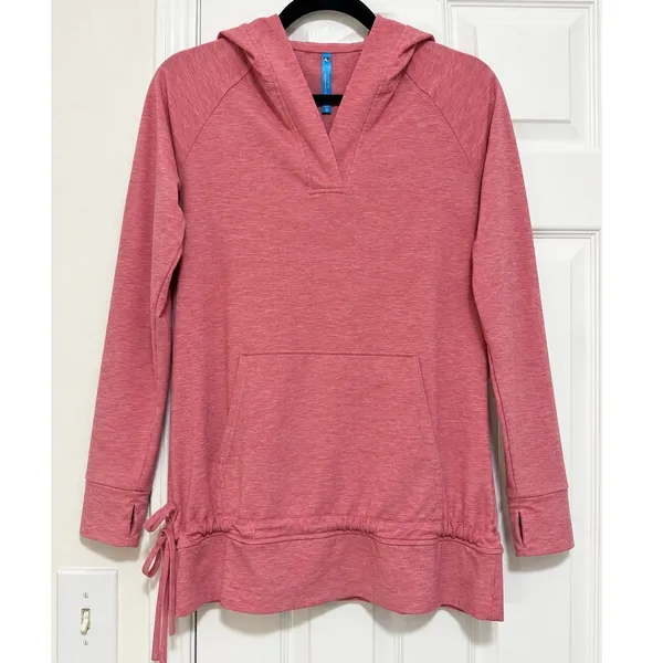 KUHL Pink Heather Hooded Pullover Tunic Sweatshirt Thumbholes Women's Small - Image 2