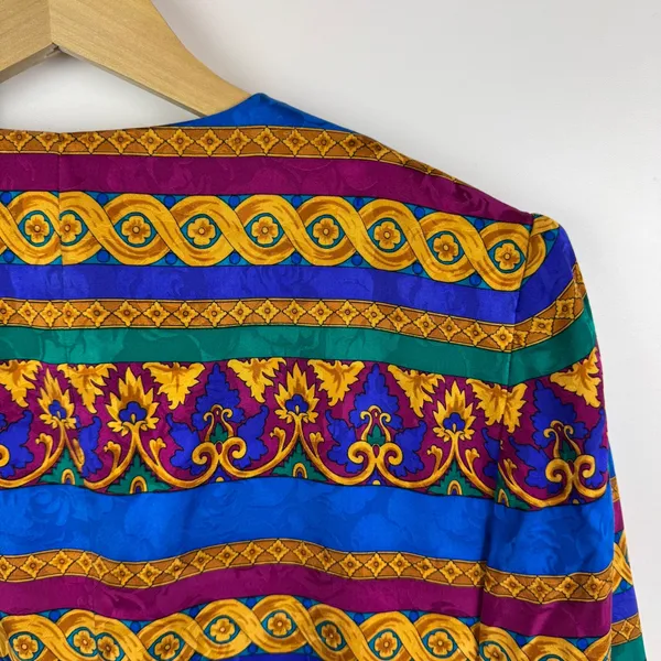 Adrianna Papell VTG 100% Silk Baroque Blazer Jacket Size‎ 8 Colorful Maximalist - Image 3