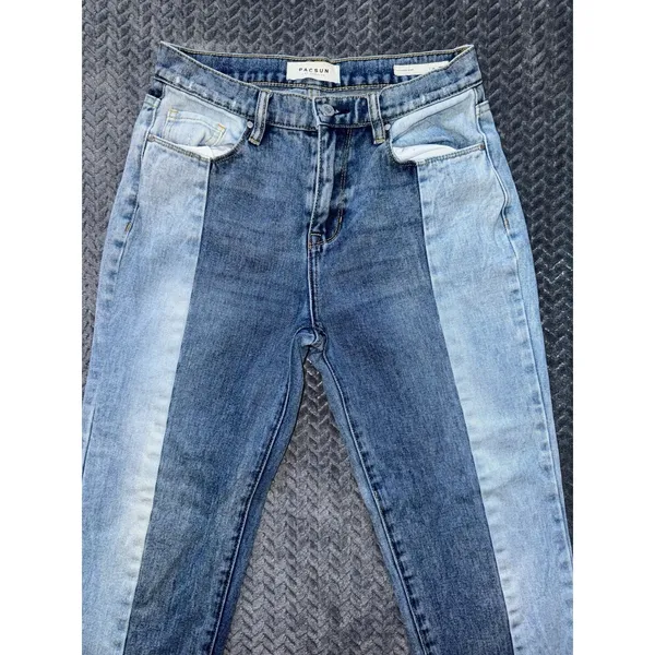 Pac‎ Sun Women's Vintage Icon Denim Blue High Rise Straight Raw Hem Size 25 - Image 2
