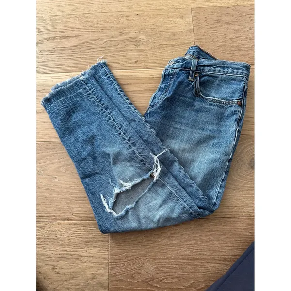Vtg Levi's 501 CT Rolling Fog W26 L32 Distressed Tapered Boyfriend Jeans‎ - Image 3