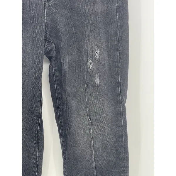 Zara Mom Jeans Size 0 Black‎ Faded High Rise Tapered Barrel Leg Pleated Q0004 - Image 5