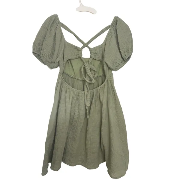 Princess Polly Sage Let’s Dance Mini Babydoll Dress 2 Puff Sleeve Milkmaid Hoco - Image 3