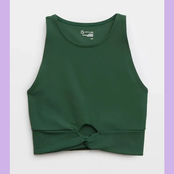 Aerie Green Twist Front Crop Top - Image 3