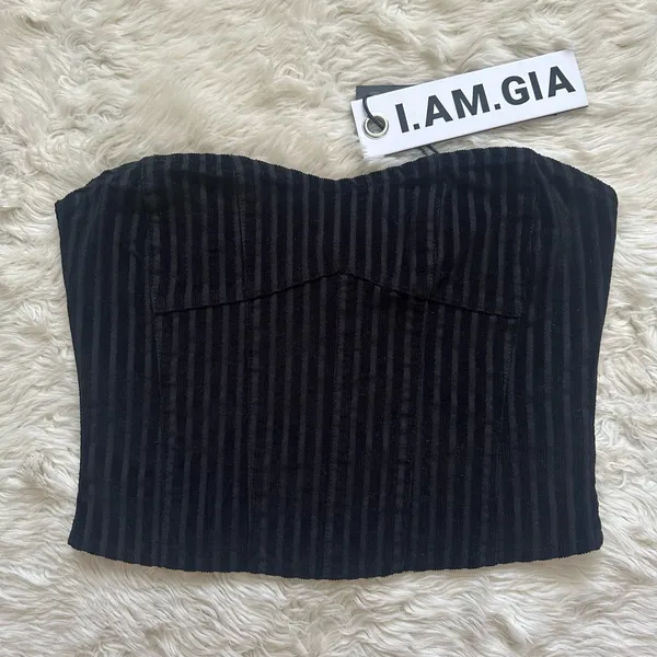 I.AM.GIA Top Briette Corset Strapless Cropped Crop Top Black Sz S NWT New - Image 2