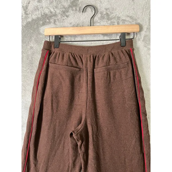 Varley Brushed Ribbed Wide Leg Pants Brown Contrast Stripe Lounge‎ Athleisure XS - Image 6