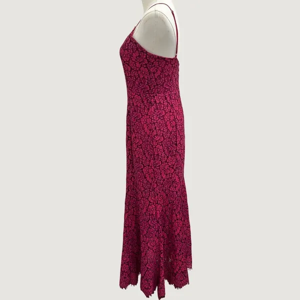 NBD Brielle Lace Midi Dress Raspberry Magenta Pink V-Neck Revolve Cocktail Small - Image 3