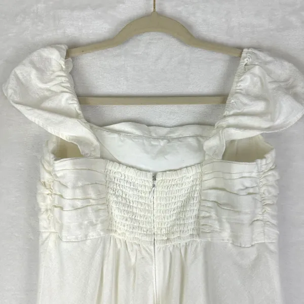 Abercrombie Fitch Emerson Cap Sleeve Mini Dress Size Medium White Linen Cotton - Image 7