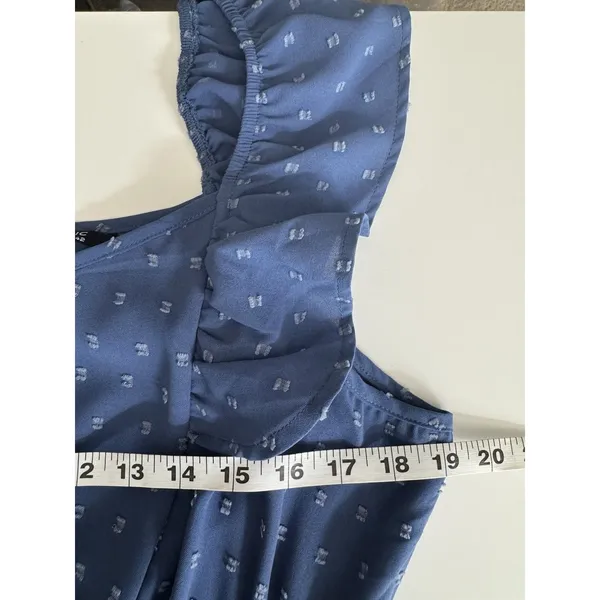 BloomChic Romper Womens 12 Blue Swiss Dot Sleeveless Sweetheart Neckline Summer - Image 9