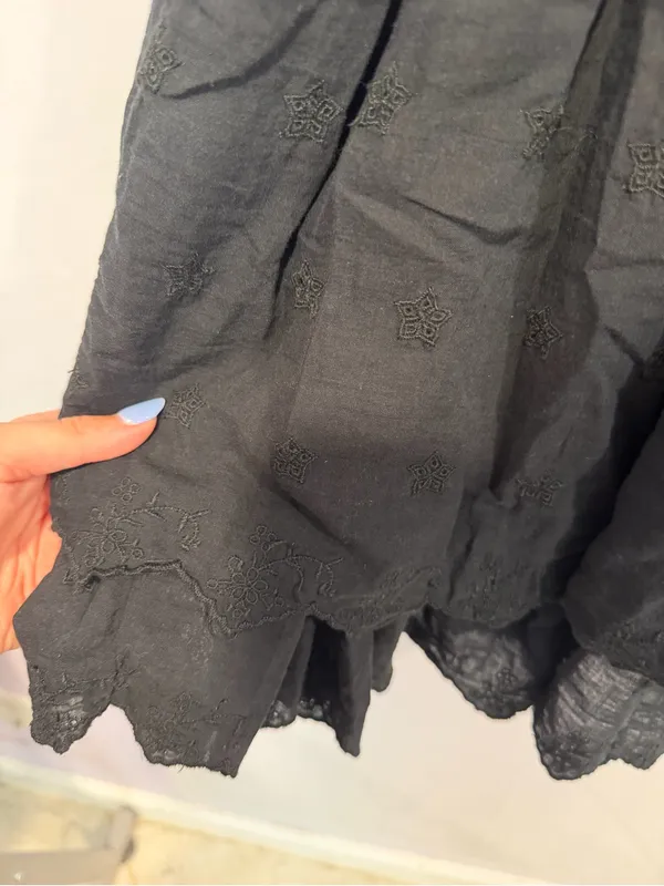 American Eagle Outfitters Black Smocked Mini Dress with Puff Shoulders - Image 2