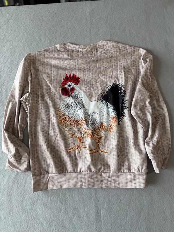 Women's Long Sleeve Rooster Theme Top Size Medium #260360 - Image 5