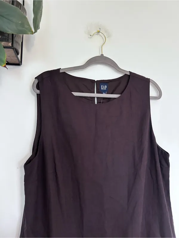 NWT Gap Brown Linen Blend Sleeveless Crewneck Knee Length Shift Dress XL Tall - Image 3