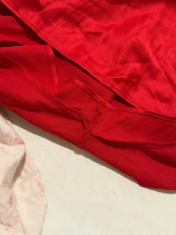 Victoria's Secret red lace lingerie set with floral detail XS /XP - Image 7