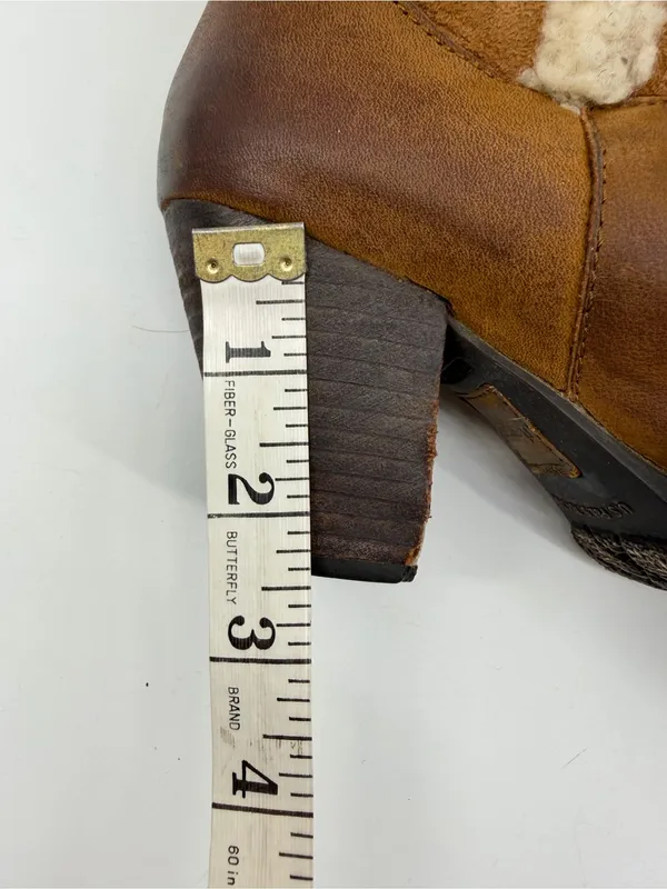 Born Dona W21268 Brown Leather Shearling Cuff Ankle Boots Size 6 - Image 9
