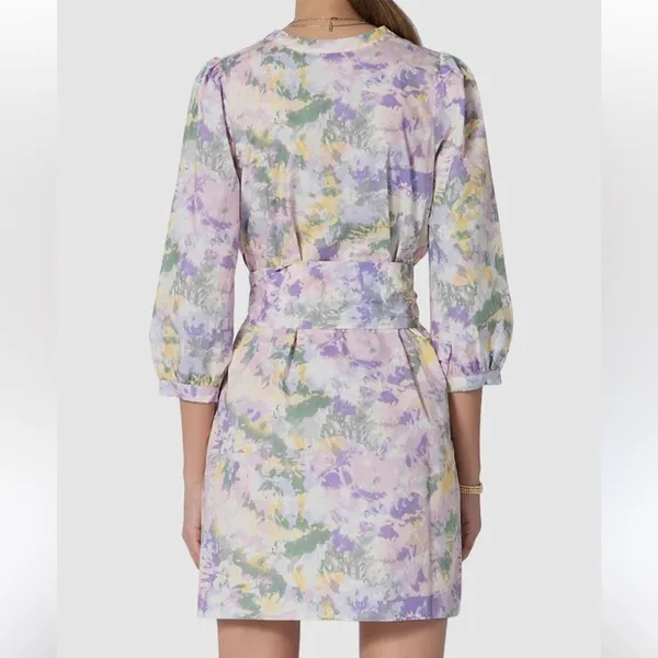 Tart Collections Lorrie Pastel Purple Floral Print Belted Tunic Dress Size Small - Image 2