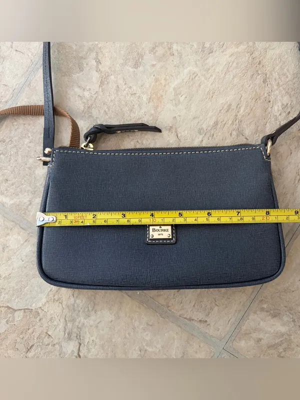 Dooney & Bourke Mini Crossbody Bag Navy Blue Saffiano Leather Gold Hardware Y2K - Image 4