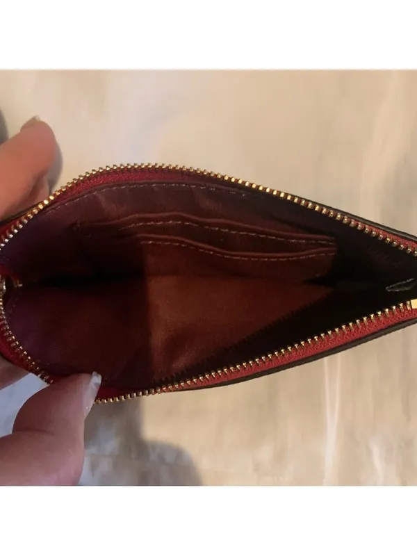 COACH Scarlet Red Pebbled Leather Wristlet - Image 5