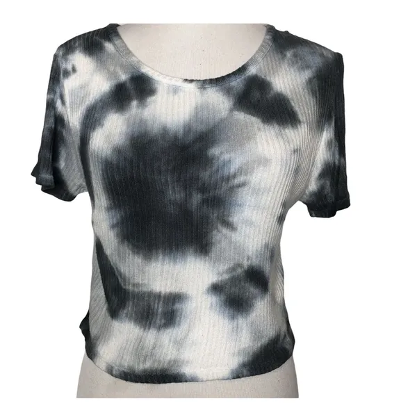 Brandy Melville Tie‎ Dye Crop Top Ribbed Blue Short Sleeve Women Size One Size - Image 7