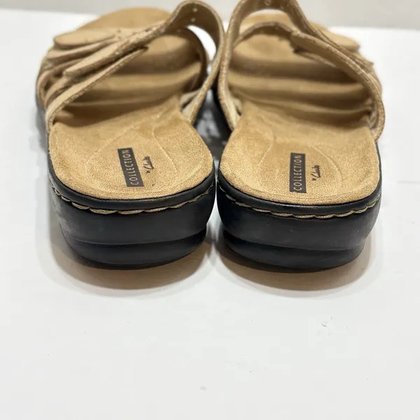Clarks Leisa Cacti Q Women's Size 8N Sandals Leather Beige Slide - Image 3