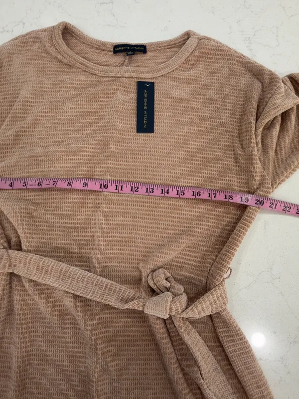 Adrienne Vittadini Peach-Beige Waffle Knit Top - Image 4