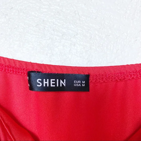 SHEIN Red Side Ruched Dress Size Medium - Image 6