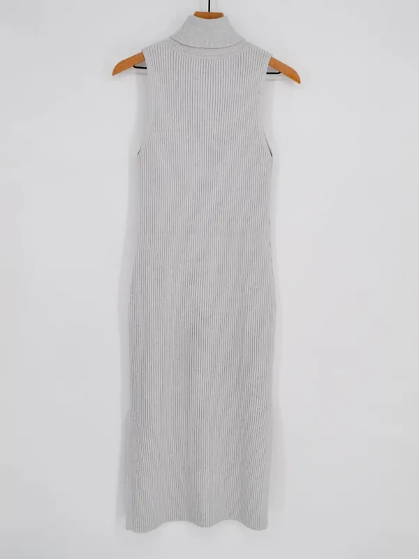 Daily Practice by Anthropologie Slim Knit Turtleneck Midi Dress Heather Grey M - Image 3