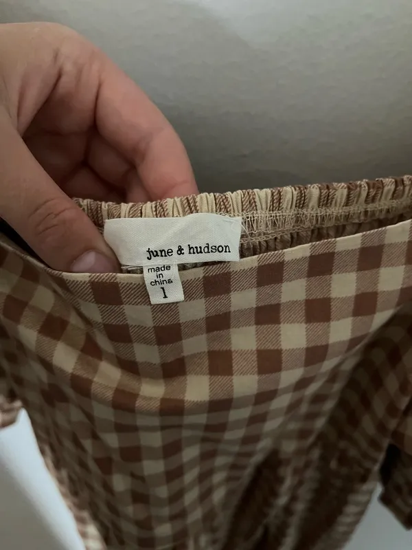 Gingham June and Hudson Tan and Brown Dress - Image 3