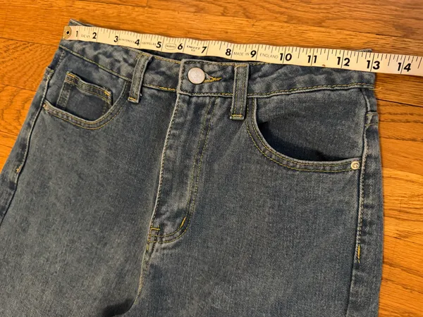 SheIn Straight / Wide Leg Patchwork Bandana Denim jeans in Blue size XS - Image 8