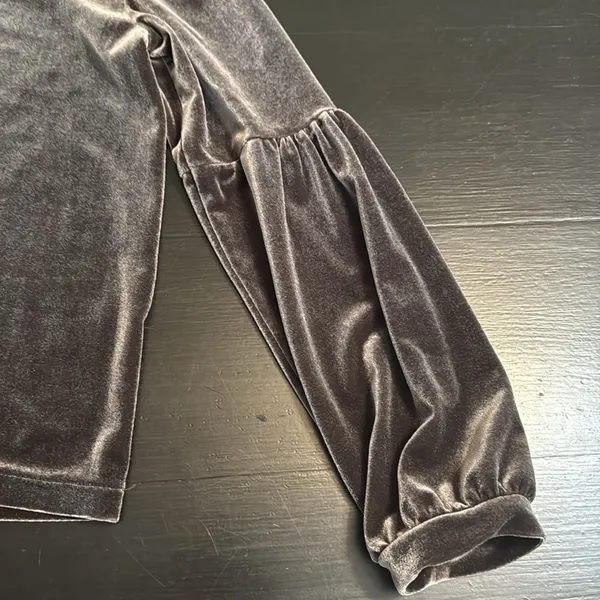Madewell Velvet V-Neck Velvet Balloon Sleeve Top - Image 3