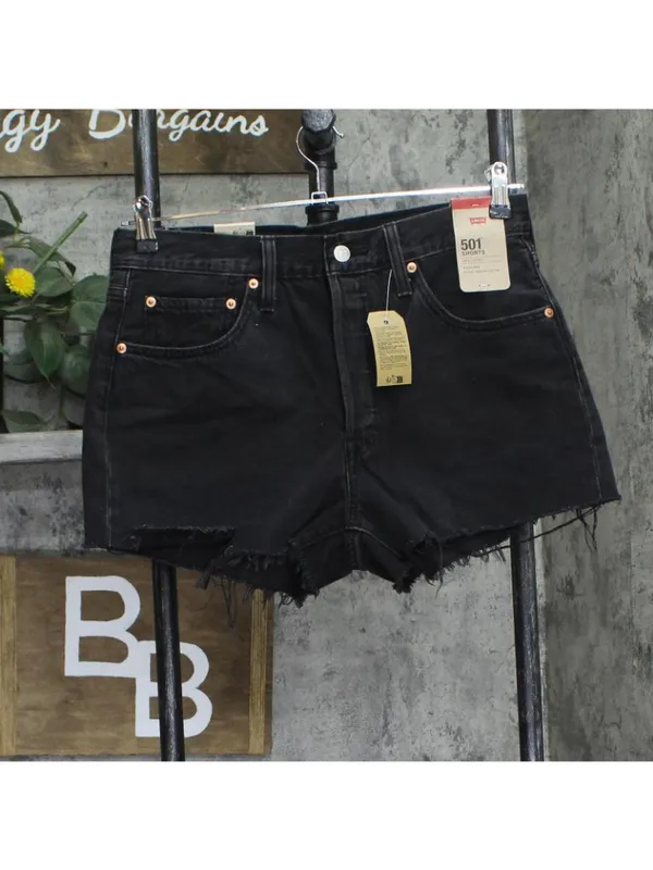 NWT Levi's 501 Original Distressed Button Fly Jean Shorts Jorts Lunar Black 30 - Image 3
