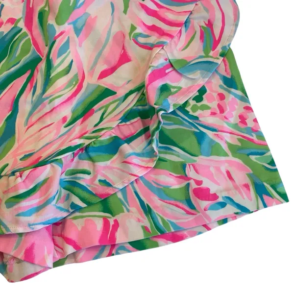 Lilly Pulitzer Faye Skort Croc My World Bright Pink Ruffled‎ Edge Tropical Print - Image 2