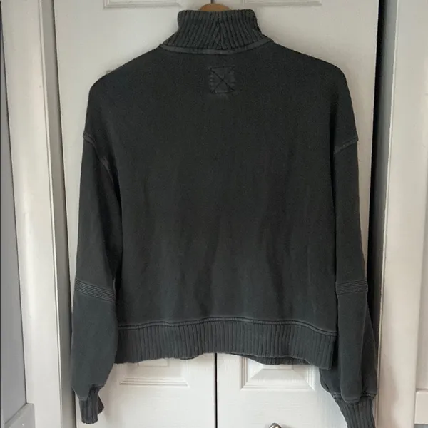 Aerie Dark Gray Quarter-Zip Sweatshirt - Image 2