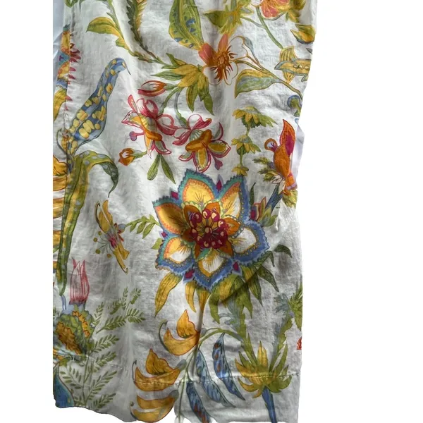 Floral Linen Blend Wide Leg Pants Size M Boho Botanical Resort Summer - Image 5