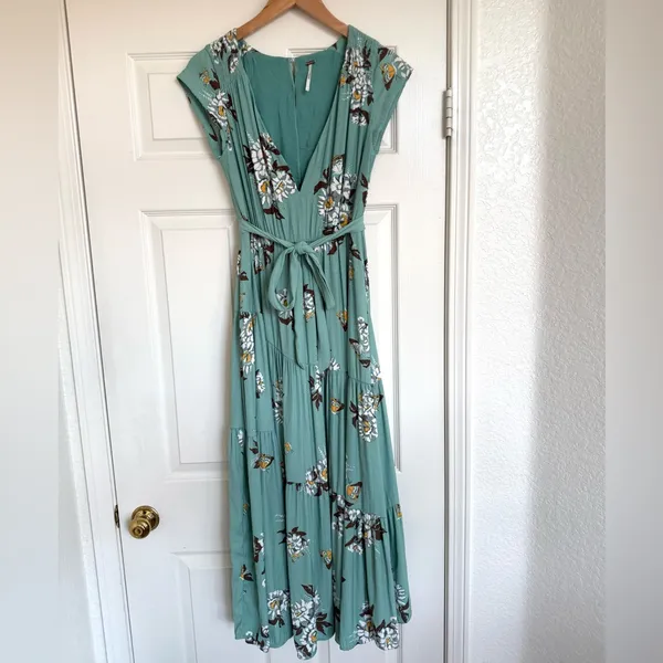 Free People All I Got Floral Printed Maxi Dress 0 XS Blue - Image 2